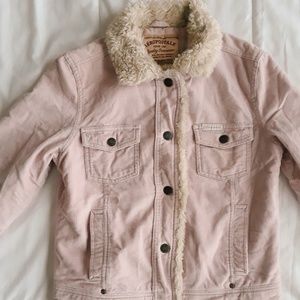 Pink Corduroy Foux Fur Lined Jacket